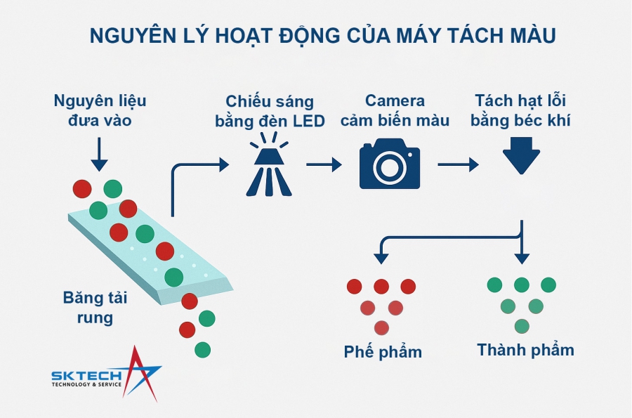 Nguyên lý hoạt động của máy bắn màu hạt điều